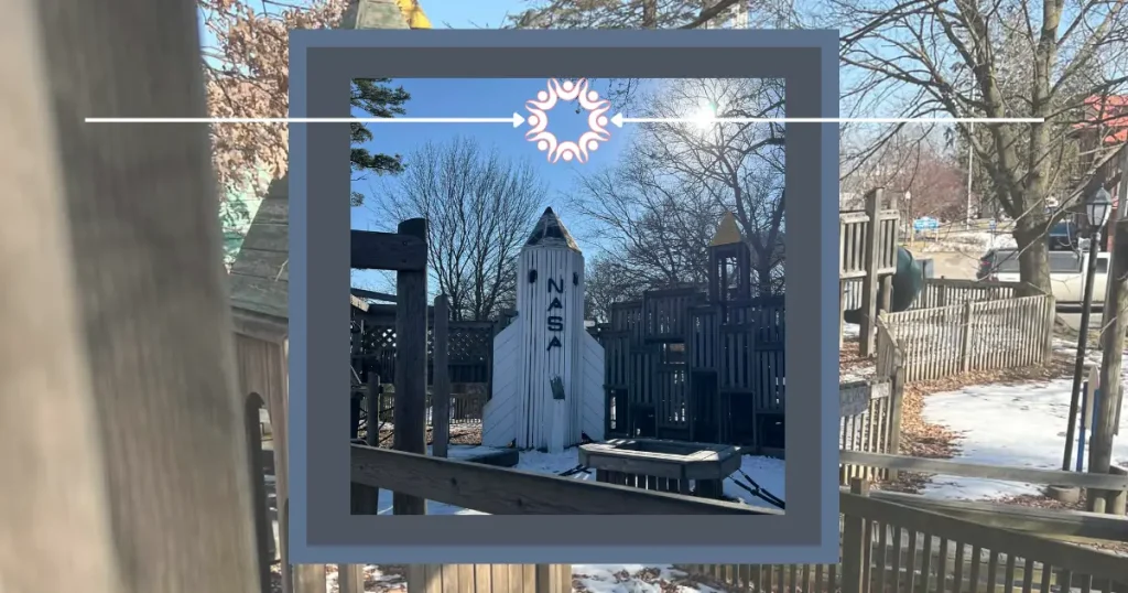 Nasa wooden structure in a Viroqua park.